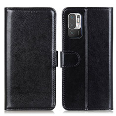 Leather Case Stands Flip Cover Holder M07L for Xiaomi Redmi Note 10T 5G Black