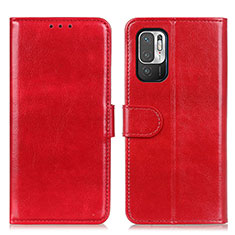 Leather Case Stands Flip Cover Holder M07L for Xiaomi Redmi Note 10T 5G Red