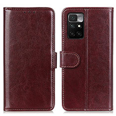 Leather Case Stands Flip Cover Holder M07L for Xiaomi Redmi Note 11 4G (2021) Brown