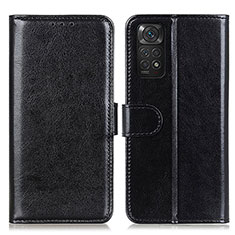 Leather Case Stands Flip Cover Holder M07L for Xiaomi Redmi Note 11 4G (2022) Black