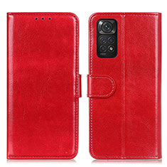 Leather Case Stands Flip Cover Holder M07L for Xiaomi Redmi Note 11 4G (2022) Red