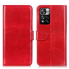 Leather Case Stands Flip Cover Holder M07L for Xiaomi Redmi Note 11 Pro+ Plus 5G Red