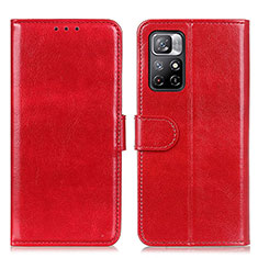 Leather Case Stands Flip Cover Holder M07L for Xiaomi Redmi Note 11T 5G Red