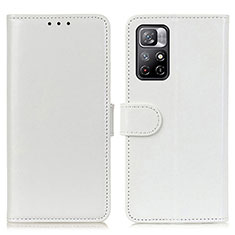 Leather Case Stands Flip Cover Holder M07L for Xiaomi Redmi Note 11T 5G White