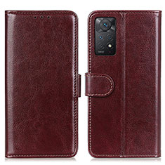 Leather Case Stands Flip Cover Holder M07L for Xiaomi Redmi Note 12 Pro 4G Brown