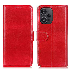 Leather Case Stands Flip Cover Holder M07L for Xiaomi Redmi Note 12 Turbo 5G Red