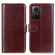 Leather Case Stands Flip Cover Holder M07L for Xiaomi Redmi Note 12S Brown