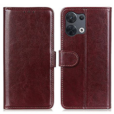 Leather Case Stands Flip Cover Holder M07L for Xiaomi Redmi Note 13 5G Brown