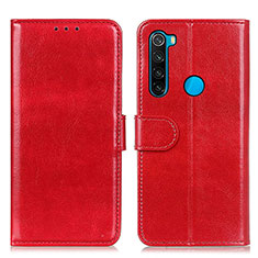 Leather Case Stands Flip Cover Holder M07L for Xiaomi Redmi Note 8 (2021) Red