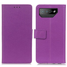 Leather Case Stands Flip Cover Holder M08L for Asus ROG Phone 7 Purple