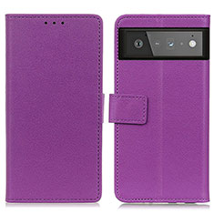 Leather Case Stands Flip Cover Holder M08L for Google Pixel 6 5G Purple