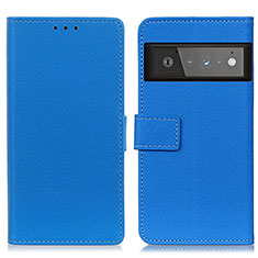 Leather Case Stands Flip Cover Holder M08L for Google Pixel 6 Pro 5G Blue