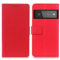 Leather Case Stands Flip Cover Holder M08L for Google Pixel 6 Pro 5G Red