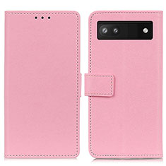 Leather Case Stands Flip Cover Holder M08L for Google Pixel 6a 5G Pink