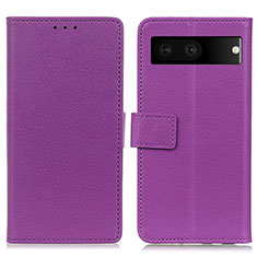 Leather Case Stands Flip Cover Holder M08L for Google Pixel 7 5G Purple