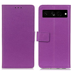 Leather Case Stands Flip Cover Holder M08L for Google Pixel 7 Pro 5G Purple