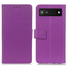 Leather Case Stands Flip Cover Holder M08L for Google Pixel 7a 5G Purple