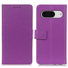 Leather Case Stands Flip Cover Holder M08L for Google Pixel 8 5G Purple