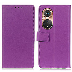 Leather Case Stands Flip Cover Holder M08L for Huawei Honor 50 5G Purple