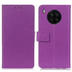 Leather Case Stands Flip Cover Holder M08L for Huawei Honor 50 Lite Purple