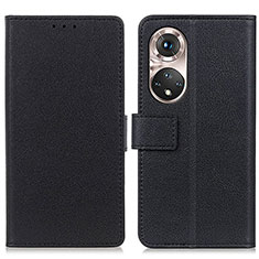 Leather Case Stands Flip Cover Holder M08L for Huawei Honor 50 Pro 5G Black