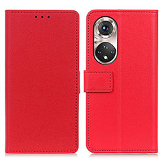 Leather Case Stands Flip Cover Holder M08L for Huawei Honor 50 Pro 5G Red