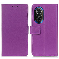 Leather Case Stands Flip Cover Holder M08L for Huawei Honor 50 SE 5G Purple