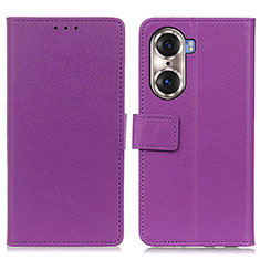 Leather Case Stands Flip Cover Holder M08L for Huawei Honor 60 5G Purple