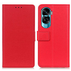 Leather Case Stands Flip Cover Holder M08L for Huawei Honor 90 Lite 5G Red