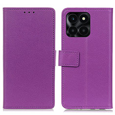 Leather Case Stands Flip Cover Holder M08L for Huawei Honor X6a Purple