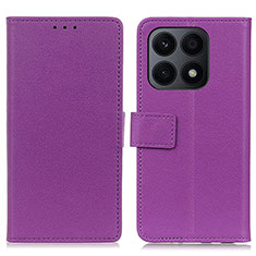 Leather Case Stands Flip Cover Holder M08L for Huawei Honor X8a 4G Purple