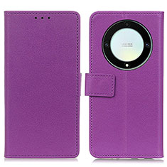 Leather Case Stands Flip Cover Holder M08L for Huawei Honor X9a 5G Purple