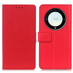 Leather Case Stands Flip Cover Holder M08L for Huawei Honor X9a 5G Red