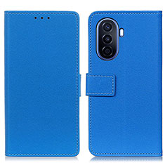 Leather Case Stands Flip Cover Holder M08L for Huawei Nova Y70 Blue