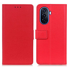 Leather Case Stands Flip Cover Holder M08L for Huawei Nova Y70 Plus Red