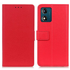 Leather Case Stands Flip Cover Holder M08L for Motorola Moto E13 Red