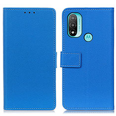 Leather Case Stands Flip Cover Holder M08L for Motorola Moto E20 Blue
