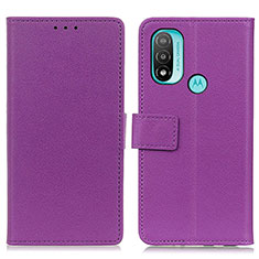 Leather Case Stands Flip Cover Holder M08L for Motorola Moto E30 Purple