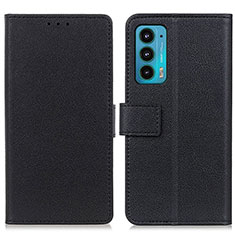 Leather Case Stands Flip Cover Holder M08L for Motorola Moto Edge 20 5G Black