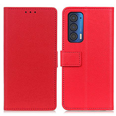 Leather Case Stands Flip Cover Holder M08L for Motorola Moto Edge (2021) 5G Red