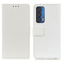 Leather Case Stands Flip Cover Holder M08L for Motorola Moto Edge (2021) 5G White