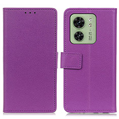 Leather Case Stands Flip Cover Holder M08L for Motorola Moto Edge (2023) 5G Purple