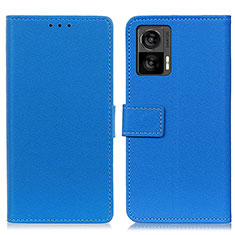 Leather Case Stands Flip Cover Holder M08L for Motorola Moto Edge 30 Lite 5G Blue