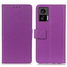 Leather Case Stands Flip Cover Holder M08L for Motorola Moto Edge 30 Lite 5G Purple