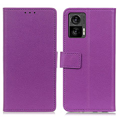 Leather Case Stands Flip Cover Holder M08L for Motorola Moto Edge 30 Neo 5G Purple