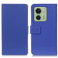 Leather Case Stands Flip Cover Holder M08L for Motorola Moto Edge 40 5G Blue