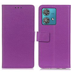 Leather Case Stands Flip Cover Holder M08L for Motorola Moto Edge 40 Neo 5G Purple