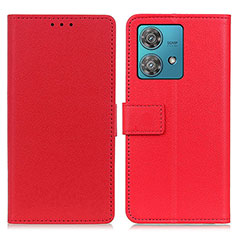 Leather Case Stands Flip Cover Holder M08L for Motorola Moto Edge 40 Neo 5G Red