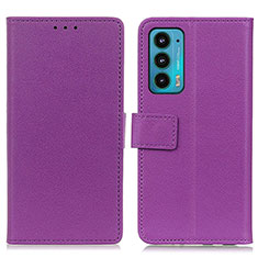 Leather Case Stands Flip Cover Holder M08L for Motorola Moto Edge Lite 5G Purple