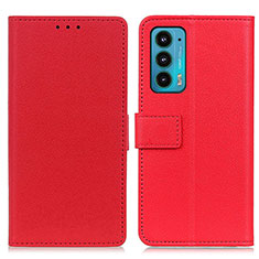 Leather Case Stands Flip Cover Holder M08L for Motorola Moto Edge Lite 5G Red